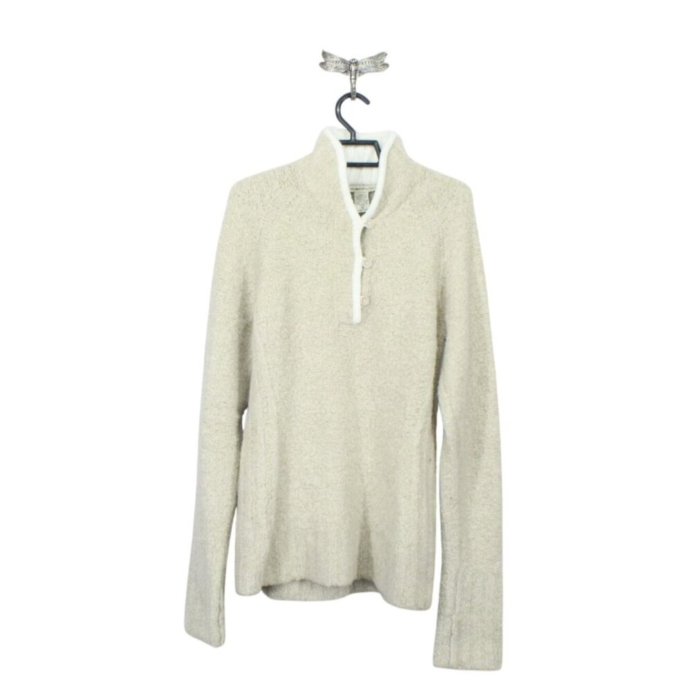 ExOfficio Long Sleeve Stand Collar Casual Knit Sweaters Cream Size M